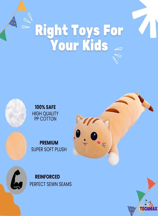 TechMax Solution وسادة رمي ناعمة على شكل قطة بنية من TechMax Solution - دمية قطة صغيرة طويلة مخملية محشوة من القطن، هدية رائعة للأطفال أو الصديقات - Image 2